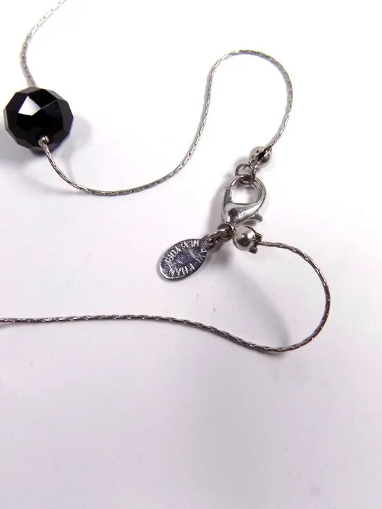 Ali-Khan New York Y Drop Necklace Silver-tone Long 34" Faceted Crystal Beads - Picture 3 of 8